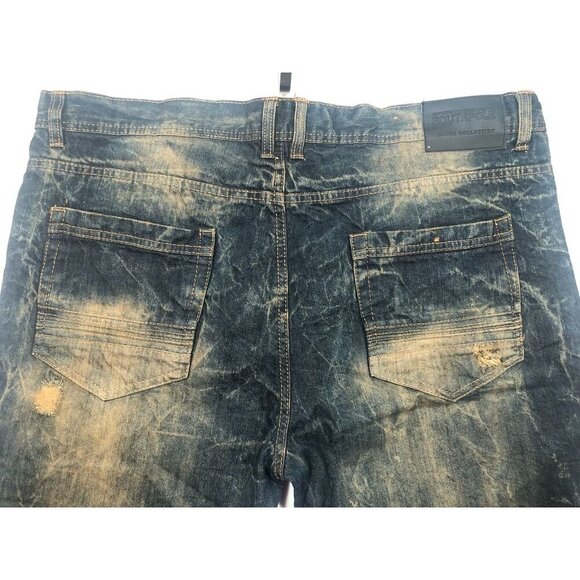 Southpole Jeans Dark Wash Distressed Straight Leg Moto Biker Mens Tagged 40x34 - Picture 4 of 8